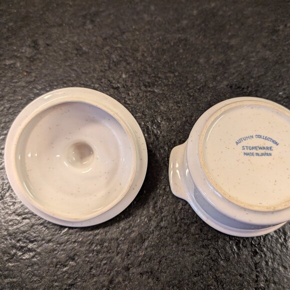 Autumn Collection Stoneware Sugar Bowl Lid Handles Specks w Brown Accent Japan - Picture 6 of 9